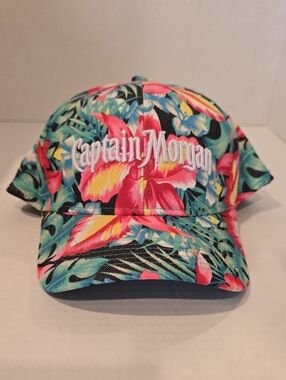 Captain Morgan Floral Tropical Baseball Cap - Pink/Green/Blue